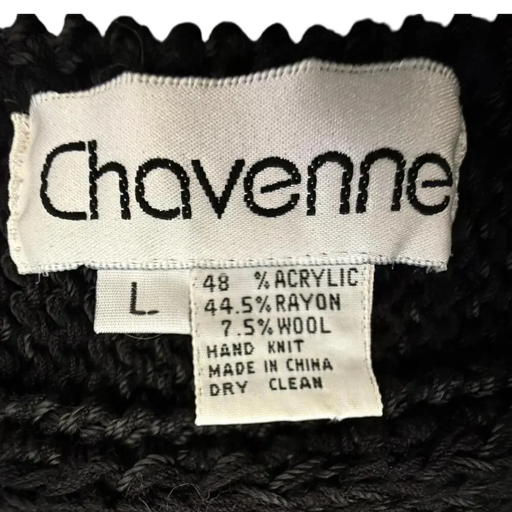Chavenne Black Knit Sweater with 3D Accents and Pearl Beads – Size L - Picture 2 of 5